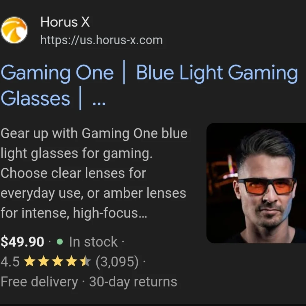 Horus-X One, Blue Lightweight Gaming glasses w/ Amber Lens, UNISEX - Picture 2 of 12